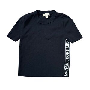 Michael Kors Women's Black/White Logo Side Tape Crop Top Size S